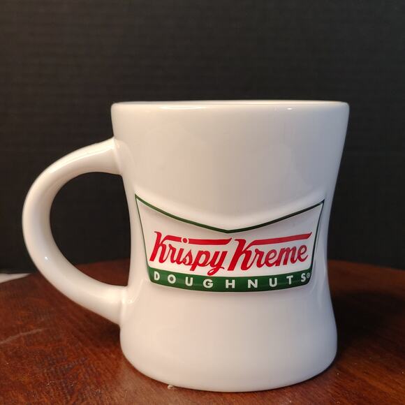 Krispy Kreme Doughnuts Coffee Restaurant‎ Diner Style Raised Logo Mug Cup 14oz - Picture 3 of 8